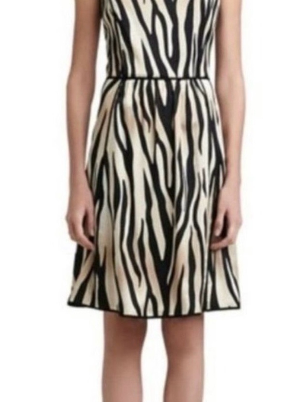 St. John Zebra-Print Sleeveless Midi Dress in Black and Cream